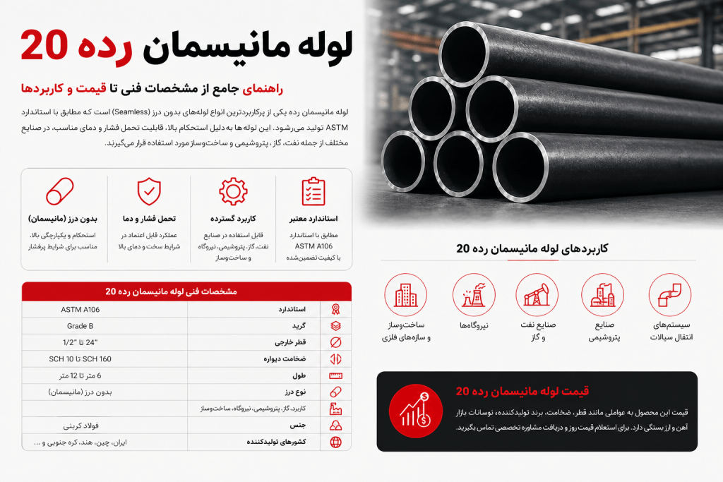 اطلاعات لوله مانیسمان رده 20 آهن تودی