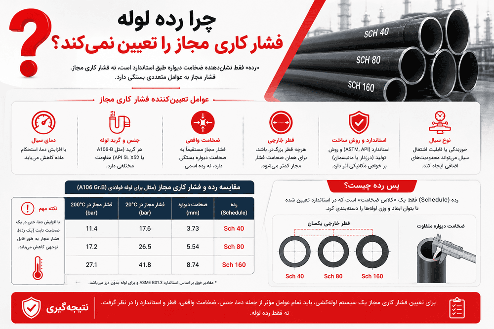 پوستر چرا رده لوله فشار کاری مجاز را تعیین نمیکند؟ با تمام توضیحات و جزئیات بهمراه عکس لوله